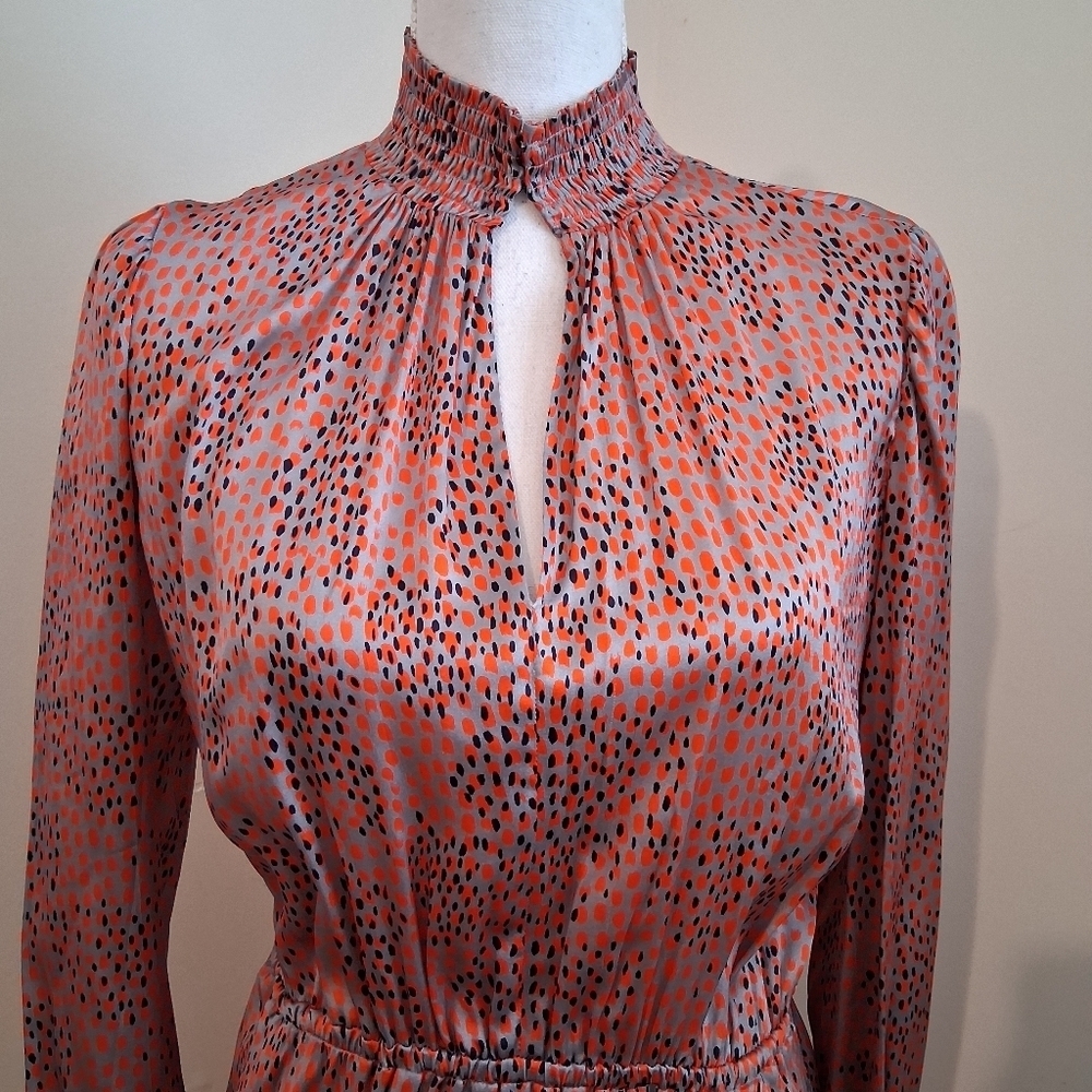 Tucker Stella Dress Paloma Spots Smocked Mock Neck Size Small - Picture 5 of 8